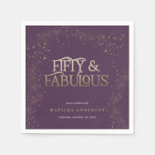 Serviette En Papier Parties scintillant dorée violet 50 et fabuleuse f (Devant)