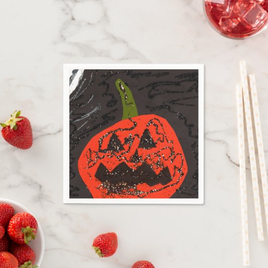 Serviette En Papier Parties scintillant effrayante Jack o' Lantern (En situation)