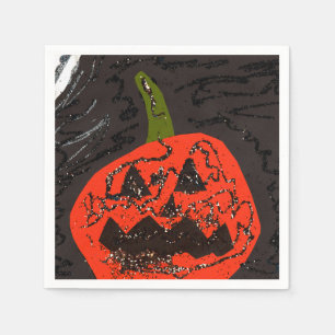 Serviette En Papier Parties scintillant effrayante Jack o' Lantern
