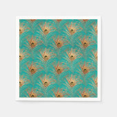 Serviette En Papier Parties scintillant élégante Peacock Feathers Moti (Devant)