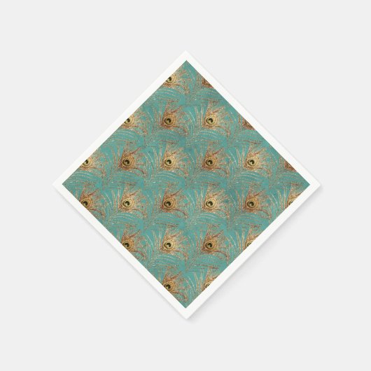 Serviette En Papier Parties scintillant élégante Peacock Feathers Moti (Coin)