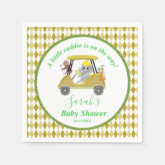 Serviette En Papier Parties scintillant Elephant & Monkey Golf Baby sh (Devant)