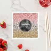 Serviette En Papier Parties scintillant Empreinte de léopard rose noir (En situation)