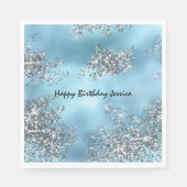 Serviette En Papier Parties scintillant en argent bleu Aqua (Devant)
