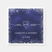 Serviette En Papier Parties scintillant en argent bleu marine m mme co (Devant)