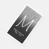 Serviette En Papier Parties scintillant en argent Faux et Monogramme n (Coin)