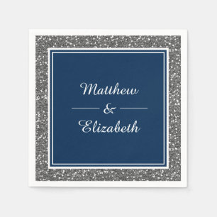 Serviette En Papier Parties scintillant en argent Faux Marine Mariage 