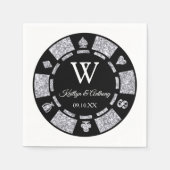 Serviette En Papier Parties scintillant en argent Monogram Poker Chip (Devant)