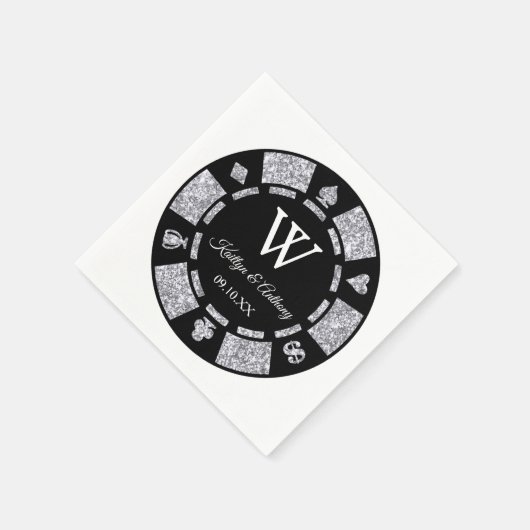 Serviette En Papier Parties scintillant en argent Monogram Poker Chip (Coin)