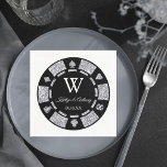 Serviette En Papier Parties scintillant en argent Monogram Poker Chip<br><div class="desc">Célébrez dans le style avec ces serviettes mariages design et très tendance. Ce design est facile à personnaliser avec votre libellé d'événement spécial et vos invités seront ravis quand ils verront ces fabuleuses serviettes.</div>