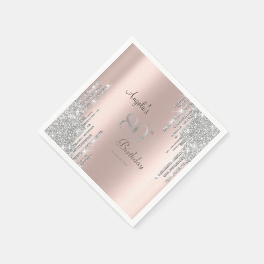 Serviette En Papier Parties scintillant en argent Rose Gold 80e (Coin)