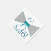 Serviette En Papier Parties scintillant en argent, Sweet sixteen, serv (Coin)