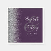 Serviette En Papier Parties scintillant en argent violet Mariage Napki (Devant)