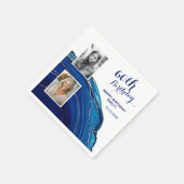 Serviette En Papier Parties scintillant en marbre bleu 2 Photo Anniver (Coin)