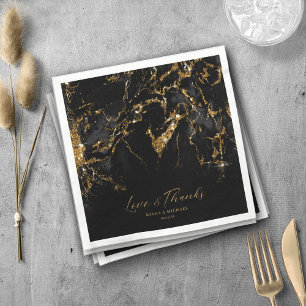 Serviette En Papier Parties scintillant en marbre Mariage Black Gold I