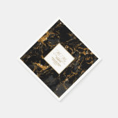 Serviette En Papier Parties scintillant en marbre Mariage Black Gold V (Coin)