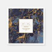 Serviette En Papier Parties scintillant en marbre Mariage Marine Blue (Devant)