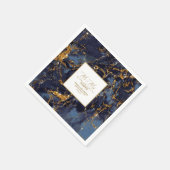 Serviette En Papier Parties scintillant en marbre Mariage Marine Blue (Coin)