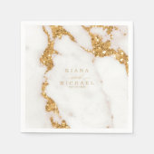 Serviette En Papier Parties scintillant en marbre moderne Mariage Gold (Devant)
