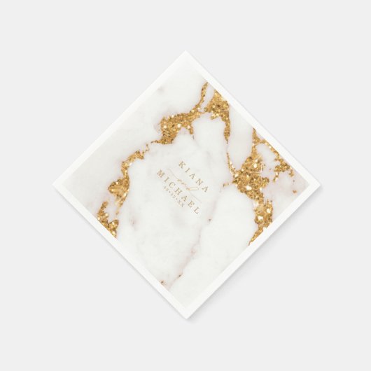 Serviette En Papier Parties scintillant en marbre moderne Mariage Gold (Coin)