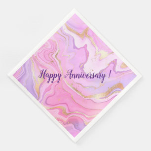 Serviette En Papier Parties scintillant en marbre rose violet or