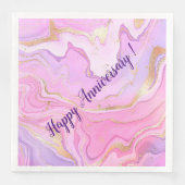 Serviette En Papier Parties scintillant en marbre rose violet or (Devant)