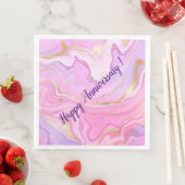 Serviette En Papier Parties scintillant en marbre rose violet or (En situation)