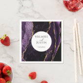 Serviette En Papier Parties scintillant en marbre violet or Mariage se (En situation)