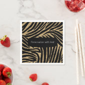 Serviette En Papier Parties scintillant en or et noir Zebra (En situation)