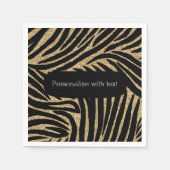 Serviette En Papier Parties scintillant en or et noir Zebra (Devant)