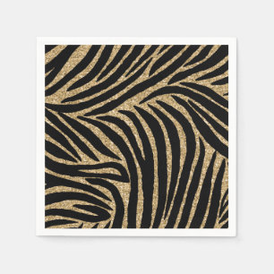 Serviette En Papier Parties scintillant en or noir Faux Zebra Print
