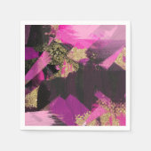 Serviette En Papier Parties scintillant en or noir rose Brush moderne  (Devant)