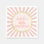 Serviette En Papier Parties scintillant en or rayé rose blanc Confetti (Devant)