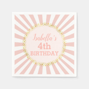 Serviette En Papier Parties scintillant en or rayé rose blanc Confetti