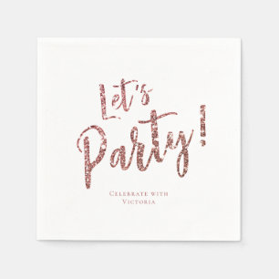 Serviette En Papier parties scintillant en or rose brillant customisé