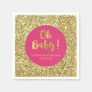 Serviette En Papier Parties scintillant en or rose Confetti Oh Baby Ba