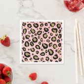 Serviette En Papier Parties scintillant en or rose et Cheetah léopard  (En situation)