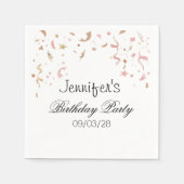Serviette En Papier Parties scintillant en or rose et Rose Confetti (Devant)