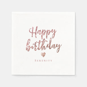 Serviette En Papier Parties scintillant en or rose étincelante heureux