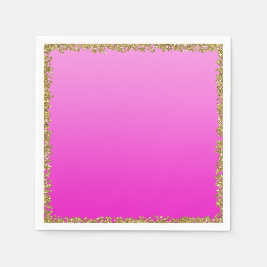 Serviette En Papier Parties scintillant en or trempé rose chaud Glam S (Devant)