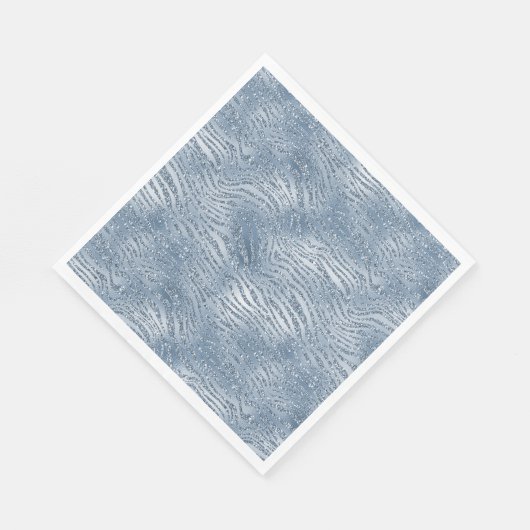 Serviette En Papier Parties scintillant en verre bleu Zebra Print (Coin)