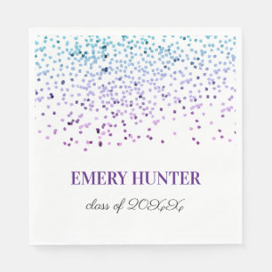 Serviette En Papier Parties scintillant éparpillée Bleu et violet