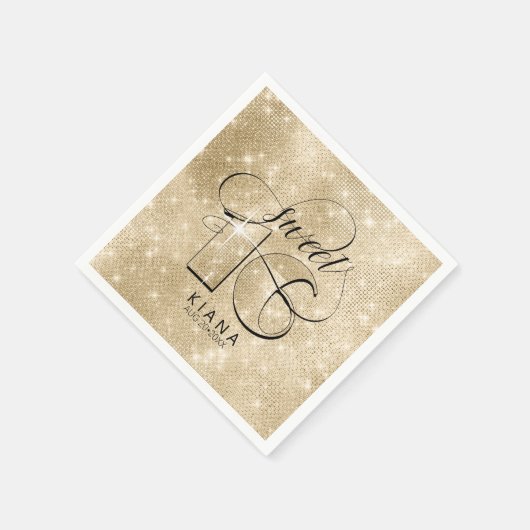 Serviette En Papier Parties scintillant et brillant 16 Gold ID675 (Coin)