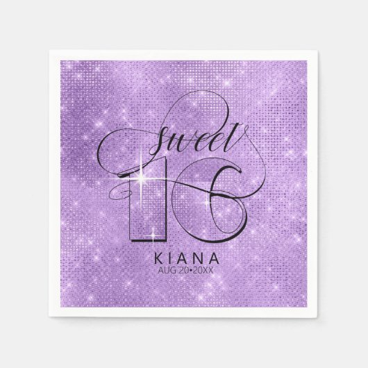 Serviette En Papier Parties scintillant et brillant doux 16 Violet ID6 (Devant)