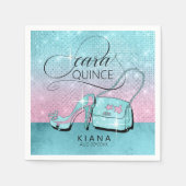 Serviette En Papier Parties scintillant et brillant Quinceanera Turquo (Devant)