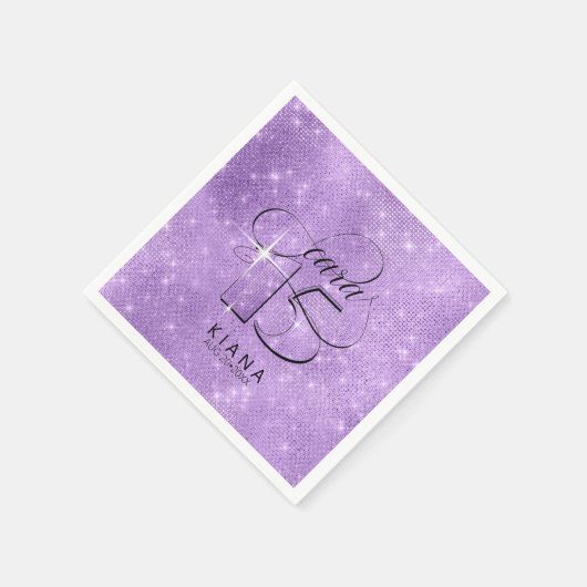 Serviette En Papier Parties scintillant et brille Quinceanera V1 Viole (Coin)