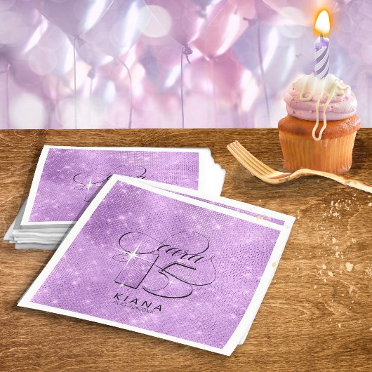 Serviette En Papier Parties scintillant et brille Quinceanera V1 Viole