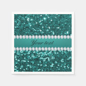 Serviette En Papier Parties scintillant et diamants Turquoises chic (Devant)