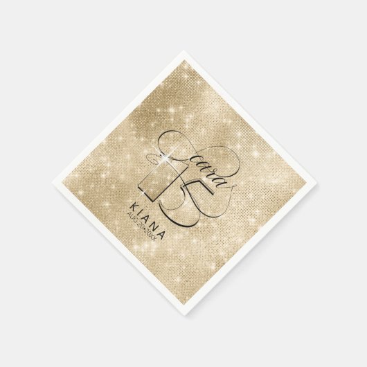Serviette En Papier Parties scintillant et Shine Quinceanera V1 Gold I (Coin)