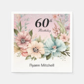 Serviette En Papier Parties scintillant Florale fête d'anniversaire (Devant)